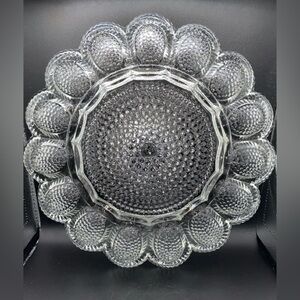 VTG Indiana Glass Hobnail Deviled Egg Serving Platter 11” Heavy Clear Glass USA